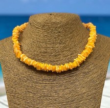 Orange Puka Necklace Beach Necklace Sea shell Necklace Seashell Surfer Necklace