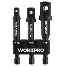 WORKPRO Impact Grade Socket Adapter Set, 3-Piece Set, Extension Bit, 6.35mm, 9.5