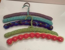5 Crocheted Wooden clothes Hangers- Vintage