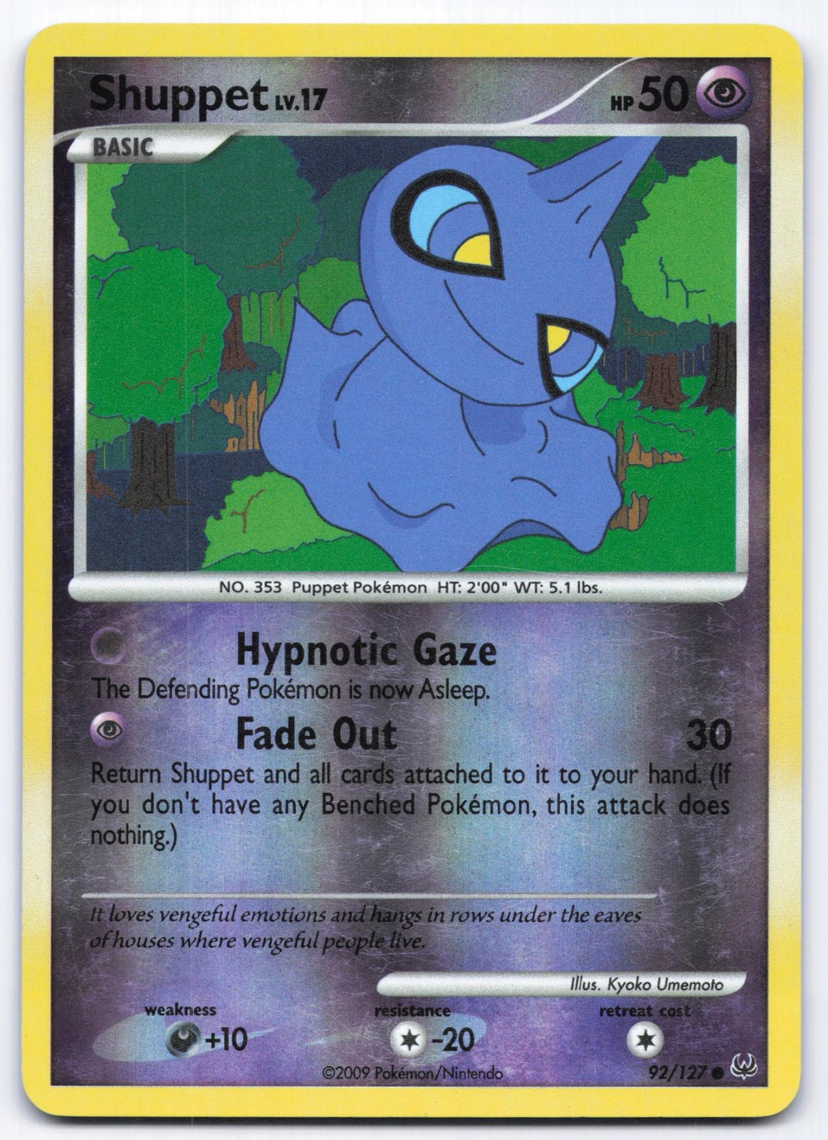 Shuppet 92/127 Platinum Reverse Holo Common Pokemon Card LP