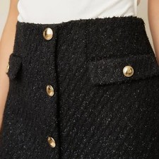 NWT Michael Kors Tweed/ Wool blend Mini Skirt Gold Buttons Size 8