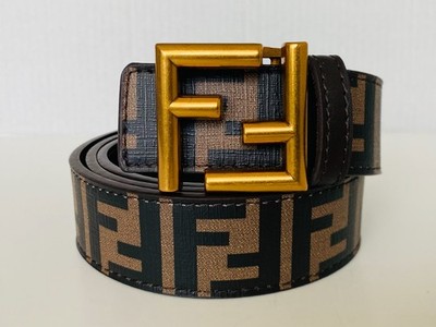 Fendi Belt FF-Buckle Reversible Leather Belt Brown 36-40