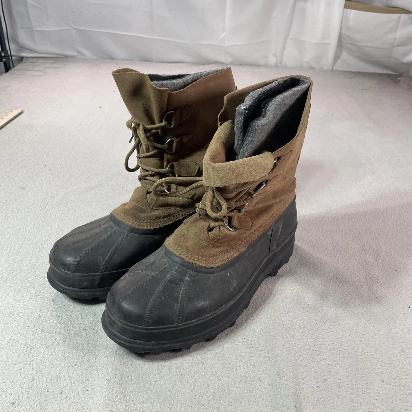 Sorel Snow Boots Mens Size 13 Brown Suede Waterproof Winter Insulated Ice Pack