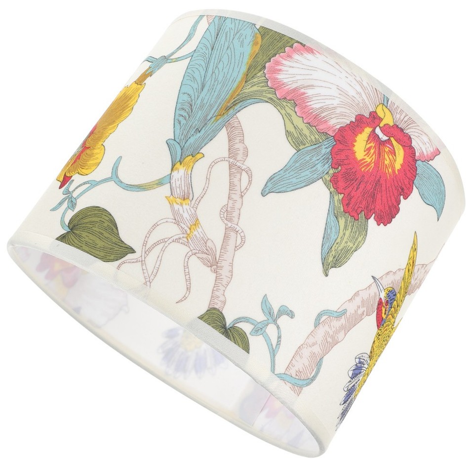 Set Di 2 Paralumi A Tamburo In Tessuto Floreale – Larghezza 33cm X Altezza 25,4cm – Fissaggio A Ragno – Per Lampade Da Tavolo E Terra – Realizzati A Mano - 4