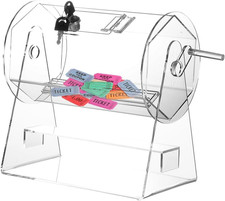 Premium Raffle Drum with Lockable Slot - Holds 2000 Tickets, Clear Acrylic