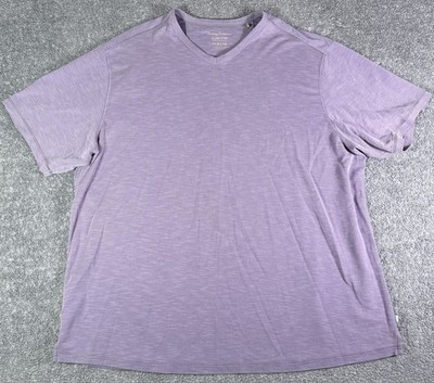 Tommy Bahama Shirt Men 2XLB Purple Short Sleeve Island Zone Performance V Neck