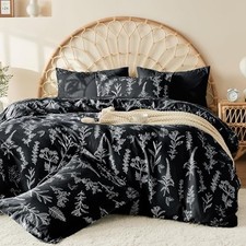 Duvet Cover King Size, King 104"x90" 01 - Black Leaves No Comforter
