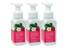 3 BATH & BODY WORKS PINK STRAWBERRY GENTLE & CLEAN FOAMING HAND SOAP 259 mLNEW