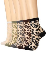 5 Pairs Patterned Sheer Socks Floral Ankle Cute Lace See Through Socks