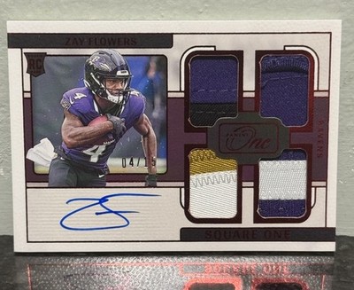 Zay Flowers 2023 Panini One Quad Rookie Patch Auto RC Jersey # Match 4/15