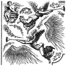 IOD Iron Orchid Designs HEAVENLY Decor Stamp Angels Wings Christmas NIP