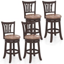 26" Counter Height Swivel Bar Stools Set of 4 w/Back Faux Leather Seat