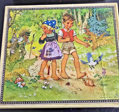 Vintage Hansel & Gretel, Snow White Childrens Wooden Puzzle W. Germany