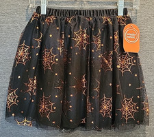 NEW Wonder Nation HALLOWEEN Girls Medium 7/8 Tulle Skirt W/ Metallic Spider Webs