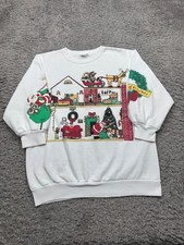 Vtg Holiday Time Christmas Sweater Women Large Crewneck Sweatshirt Made In USA