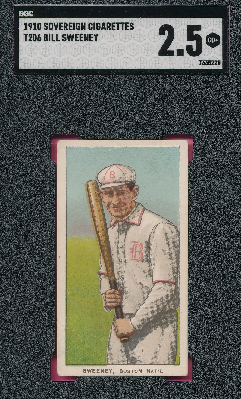 SGC 2.5 SOVEREIGN T206 BILL SWEENEY 1910 TOBACCO GRADED GOOD+ PREWAR RARE *TPHLC