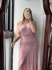 Urban Outfitters Pink & Beige Gingham Midi Women's Wrap Dress
