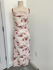 Shein Dress Women L Red Floral Coquette Romantic Cottagecore Maxi Cowl Neck
