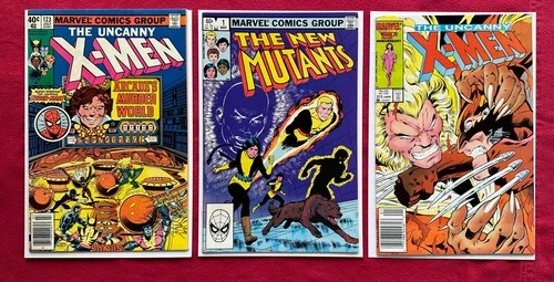 X-MEN 123, 213 + NEW MUTANTS 1 - Sabretooth, Spider-Man - Marvel - F to VF/NM