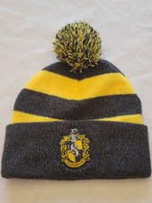 Harry Potter Hufflepuff Beanie Hat Pom Pom Knit Winter Cap Wizarding World