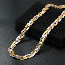 ✨ Collana da donna intrecciata tricolore oro argento oro rosa catena serpente
