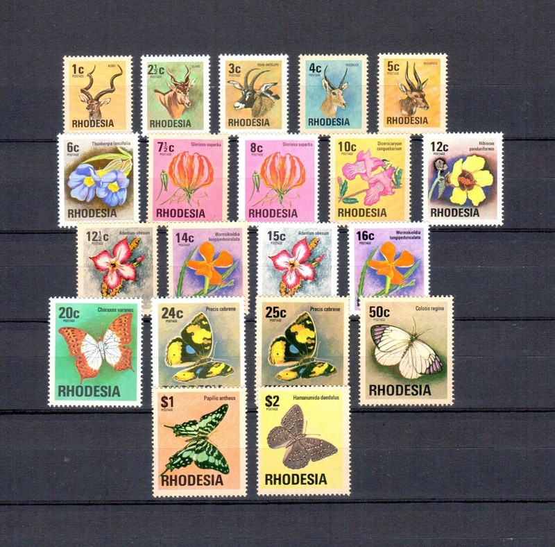 Rhodesia Stamp, 1974-76, Sc.328-47, Nature, MNH