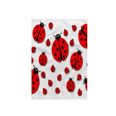 3D Rose Many Different Sized Ladybugs on White Background Towel, 15'' x 22''