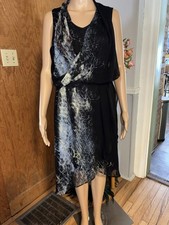 Simply Vera Wang Black Sleeveless Dress w/ Abstract Pattern & Sequins size L