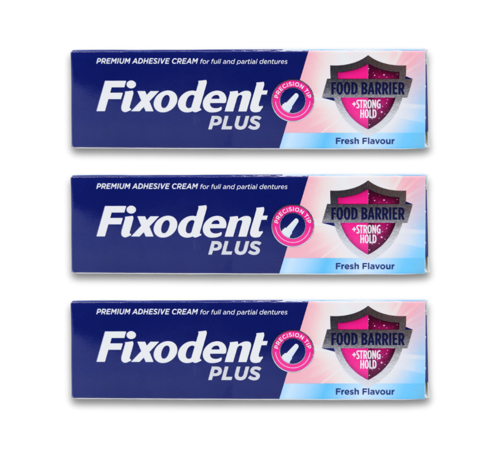 3x Fixodent Plus (Food Barrier) Denture Adhesive Cream NO FLAVOUR/NEUTRAL - 40g - Image 16