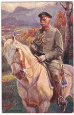 Austria Old Postcard August von Mackensen on Horse by Rudolf Alfred Hoger