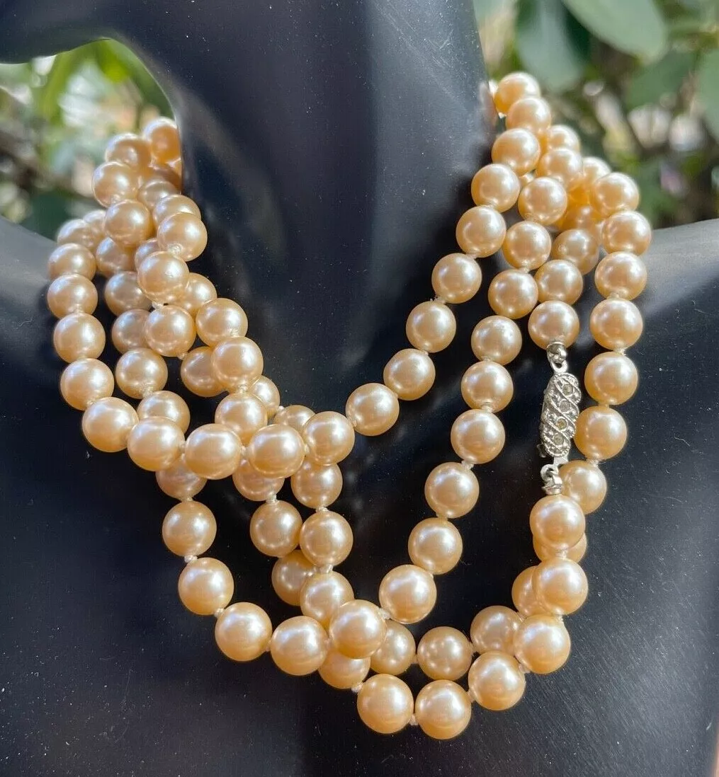 Vintage delightful large blush faux pearls