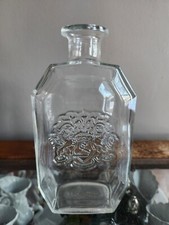 Vintage Clear Glass Liquor Bottle with 2 Hors...