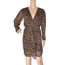 Sale! Ruffled animal print Dress black/ brown/ tan mini dress size XS