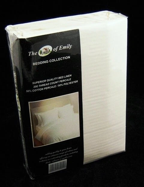 THE HOUSE OF EMILY 2 Pack Cream Double Bed Fitted Sheets Set 12" Depth Fully Elasticated 200Tc