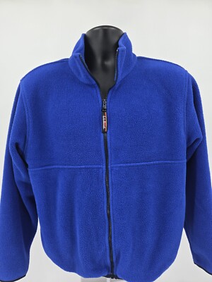 LL Bean Jacket Womens Medium Blue Sweater Fleece Full Zip