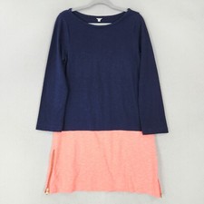 J Crew Dress Womens Small Navy Blue Coral Long Sleeve Zipper Hem Shift Casual