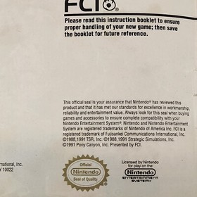 Pool of Radiance Nintendo NES Manual Only D&D Advanced Dungeons & Dragons Japan