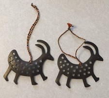 CUTE Vintage Metal Christmas Ornaments Antelope Lot Western Texas African Decor