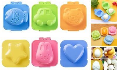  6Pcs Egg Rice Mold Hard Boiled Egg Mold Fish Car Heart Shape Onigiri Mold 