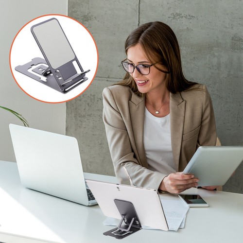 Aluminum Alloy Bracket Foldable Phone Stand Cell Tablet Folding Mobile Holder - Picture 2 of 12
