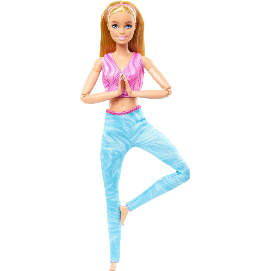 Barbie Made to Move Doll  Blonde  Blue Yoga Pants and Pink Top New Kids Toy
