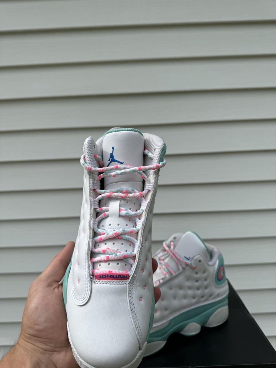 Jordan Retro 13 White Soar Green Pink Nike Air Jordan 13 Retro GS