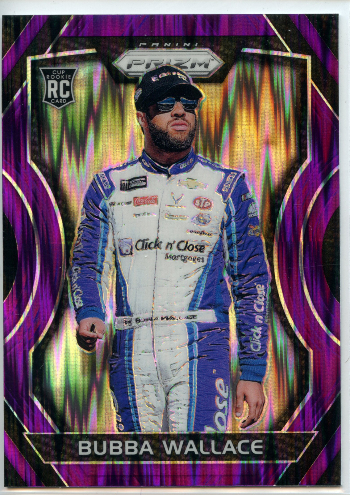 2018 Panini Prizm Racing NASCAR PURPLE FLASH Parallel #11 Bubba Wallace RC