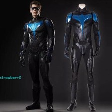 Super Hero Nightwing Cosplay Costume Jumsuit PU Set Suit Outfit Halloween Prop