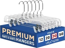Clear Plastic Hangers - 30 Pieces 14 Inches Anti-Slip Space-Saving Hanger Set
