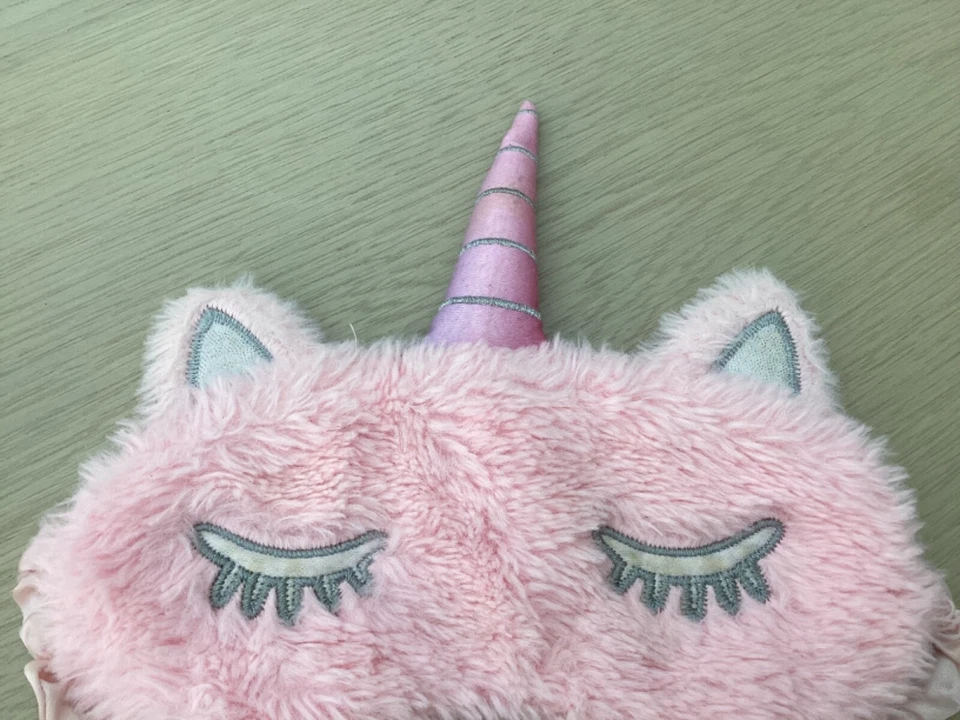 Soft Fluffy Pink Unicorn Sleep Mask - Image 2 of 4