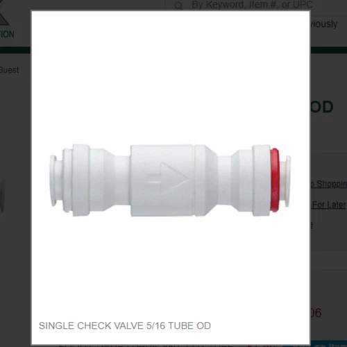 JOHN GUEST SINGLE CHECK VALVE 5/16 TUBE OD # 5/16SCV