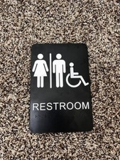 Self-Adhesive Business Restroom Sign,ADA Compliant Braille Unisex Bathroom
