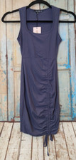 Missguided Womens Size 0 Blue Scoop Neck Cami Ruched Front Rib Mini Dress