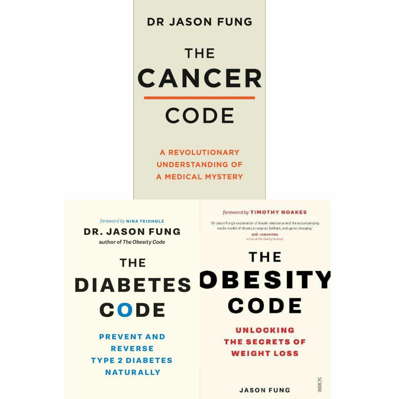 Dr Jason Fung 3 Books Collection Set Obesity Code,Diabetes Code,Cancer Code NEW